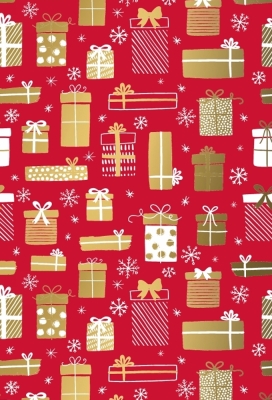 Kerstpapier presents Rood Goud 30cm x 200meter