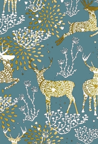 Kerstpapier reindeer petrol 30cm x 200meter