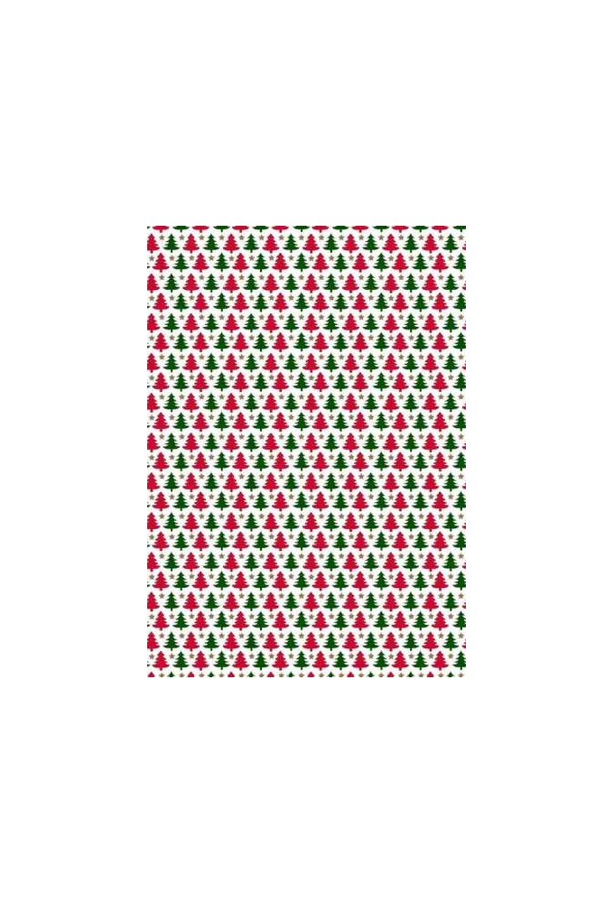 Kerstpapier de Luxe Mini Trees Wit & Rood & Groen 30cmx200mtr