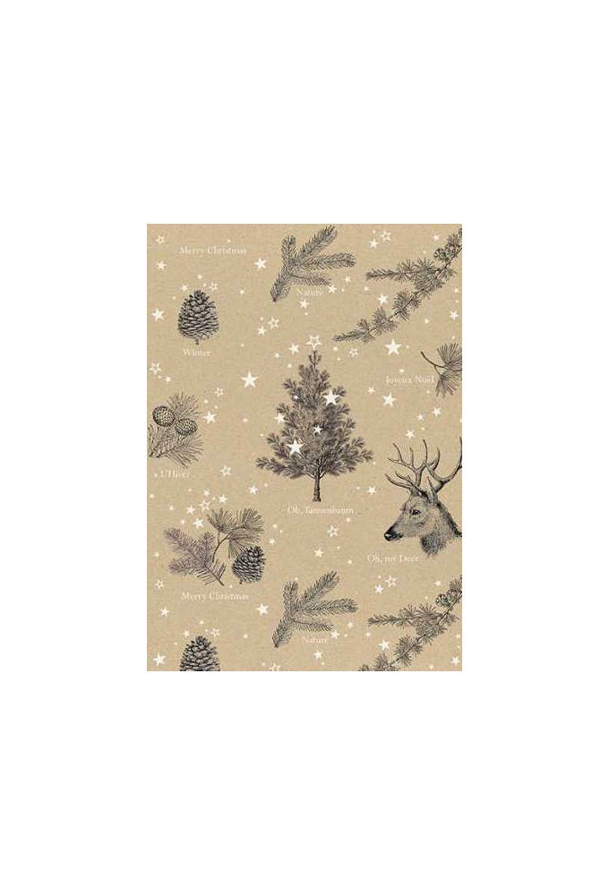 Kerstpapier Recycled Oh My Deer Zwart & Wit 30cm x 250meter