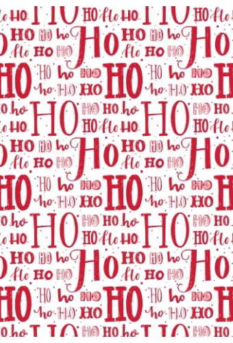 Kerstpapier Hoho Lettering Rood 70 cm x  200meter