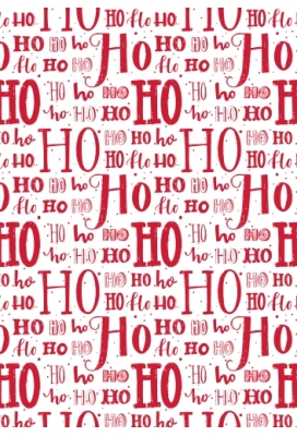 Kerstpapier Hoho Lettering Rood 70 cm x  200meter
