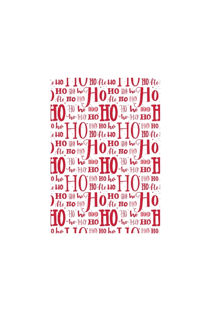 Kerstpapier Hoho Lettering Rood 70 cm x  200meter