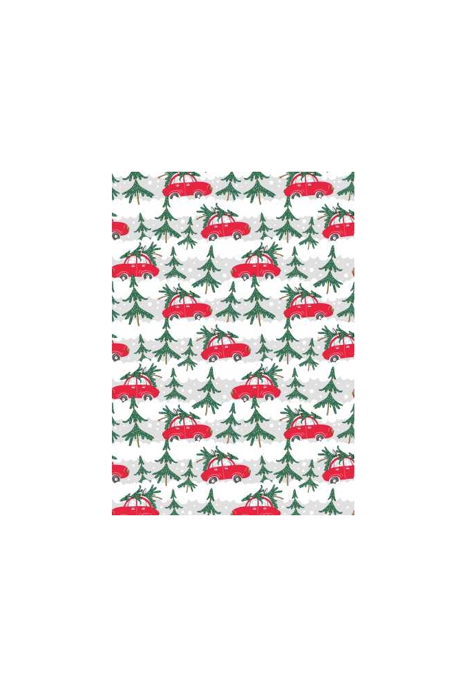 Kerstpapier xmas cars rood 70cm x 200meter