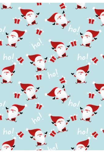 Kerstpapier Happy Santa Licht Blauw 70 cm x 200meter