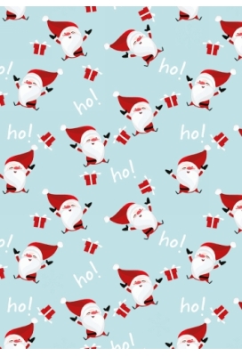 Kerstpapier Happy Santa Licht Blauw 70 cm x 200meter