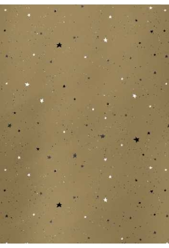 Kerstpapier Metallic stars are shinning goud 70cm x 150meter