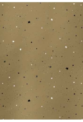 Kerstpapier Metallic stars are shinning goud 70cm x 150meter