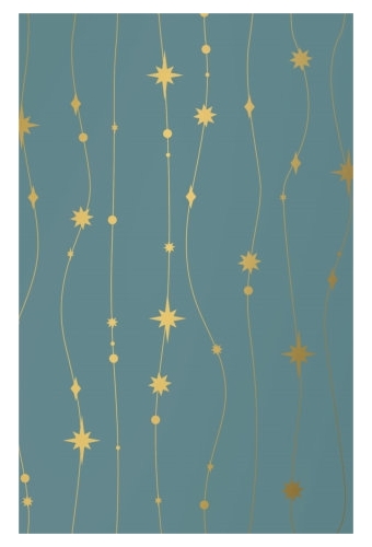Kerstpapier stars are falling petrol Goud 70cm x 200meter