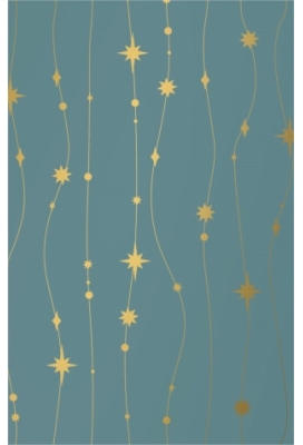Kerstpapier stars are falling petrol Goud 70cm x 200meter