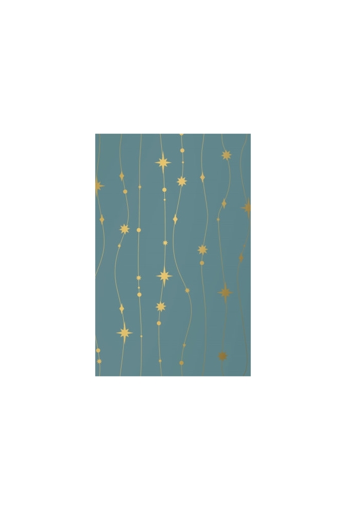 Kerstpapier stars are falling petrol Goud 70cm x 200meter