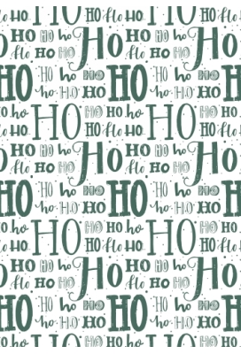 Kerstpapier Hoho Lettering Groen 70 cm x  200meter