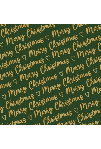 Kerstpapier Merry Christmas Wishes Green Gold 50cm x 200meter