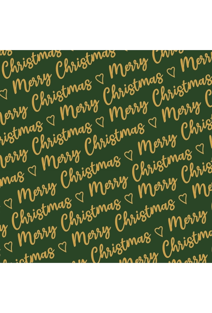 Kerstpapier Merry Christmas Wishes Green Gold 50cm x 200meter