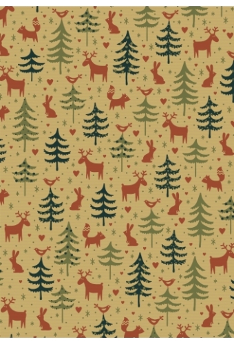 Kerstpapier Forest Friends Brick & Groen 30 cm x 250meter