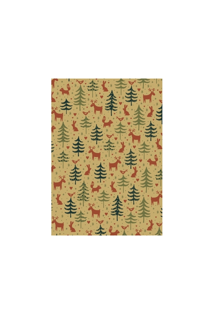 Kerstpapier Forest Friends Brick & Groen 30 cm x 250meter