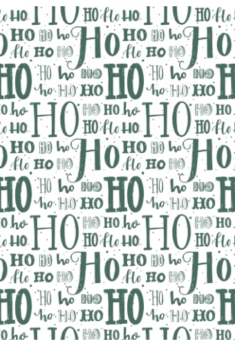 Kerstpapier Hoho Lettering Groen 30 cm x  200meter