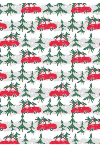 Kerstpapier xmas cars rood 30cm x 200meter