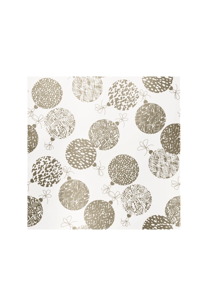 Kerstpapier xmas ornament wit goud Metallic 30cm x 100meter