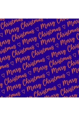 Kerstpapier Merry  Christmas Wishes Blue Copper 30cm x 100meter