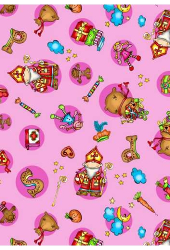 Sintpapier Trendy De zak van Sinterklaas Roze 50cm x 125meter