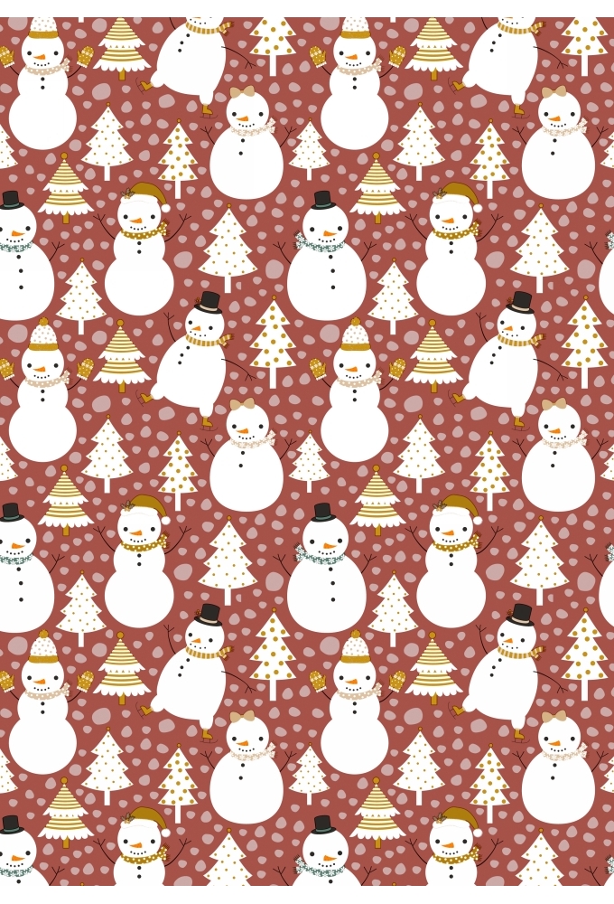 Kerstpapier Snowman Dance Brick 70cm x 200meter