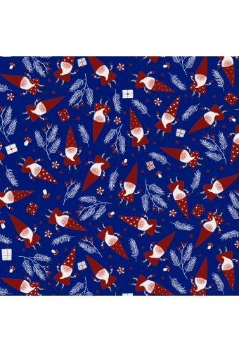 Kerstpapier Santa's Friend Midnight Blue 70cm x 200meter