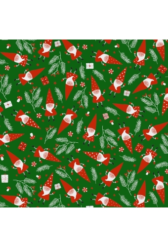 Kerstpapier Santa's Friend Green 70cm x 200meter