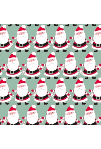 Kerstpapier dancing santa mint 70cm x 200meter