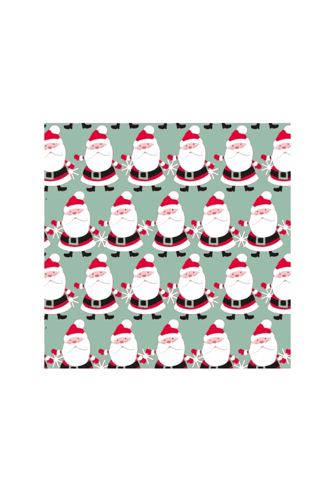 Kerstpapier dancing santa mint 70cm x 200meter