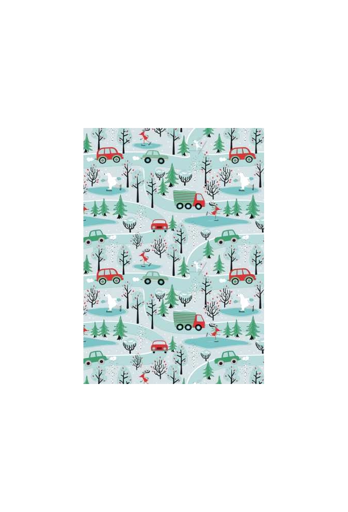 Luxe Kerstpapier Winterfun in the Forest Blauw 60cm x 200meter