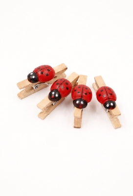 Houten Deco - Lieveheersbeestje Met Plakker Rood 2,5cm100st