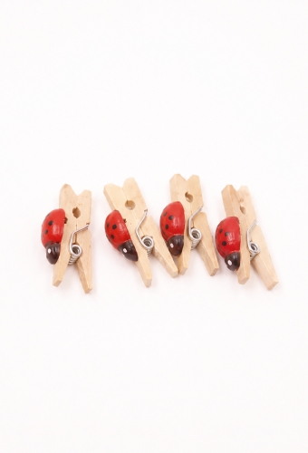 Houten Deco - Lieveheersbeestje Met Plakker Rood 2,5cm100st