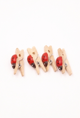 Houten Deco - Lieveheersbeestje Met Plakker Rood 2,5cm100st