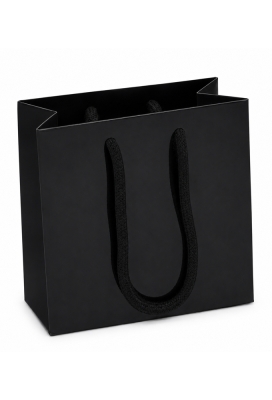 Kadotasjes Rome Uni Zwart Glanzend Met Koord 16x8x16cm 10stuks