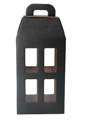 Luxe Wijndozen Lantaren Venster Zwart 2 fles 37x18x9cm 20stuks