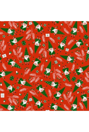 Kerstpapier Santa's Friend Red 30cm x 200meter