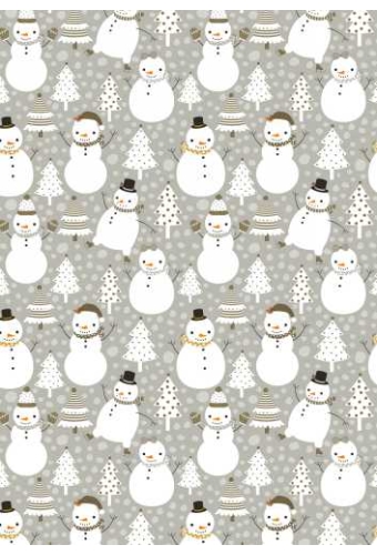 Kerstpapier snowman dance grijs 30cm x 200meter
