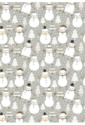 Kerstpapier snowman dance grijs 30cm x 200meter