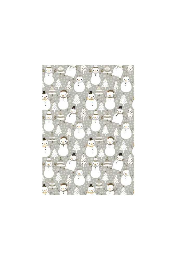 Kerstpapier snowman dance grijs 30cm x 200meter