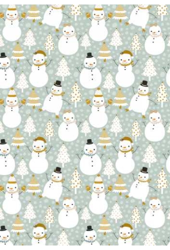 Kerstpapier snowman dance groen 30cm x 200meter