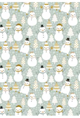 Kerstpapier snowman dance groen 30cm x 200meter