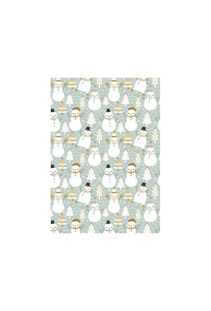 Kerstpapier snowman dance groen 30cm x 200meter