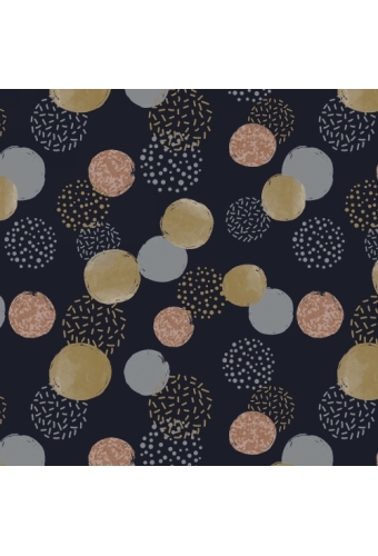 Kerstpapier Dots Blauw & Goud & Koper 30 cm x  175meter