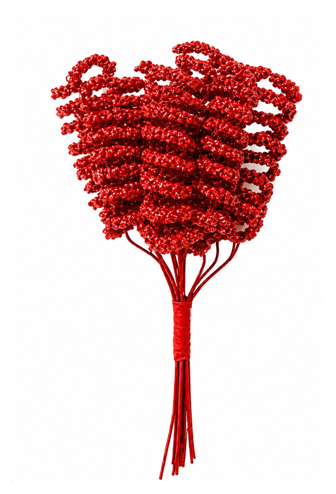 Kado Decoratie Curls Pin Rood 12cm Met IJzerdraad 72stuks