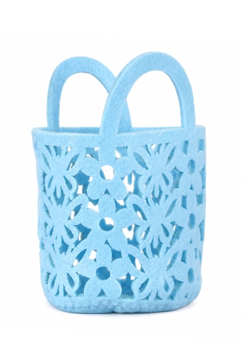 Kadomandje Felt Bloem Blauw 7.5-10cm x12cm 6stuks