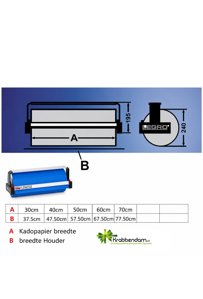 Papierrolhouder Hang Model 1x24 28.5x24x7.5+60cm+mes+wandsteun