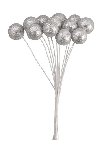 Kado Decoratie Balls Shiny Zilver Met IJzerdraad 72stuks
