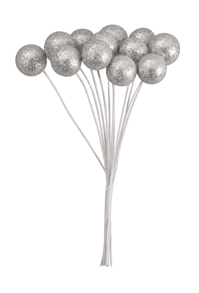 Kado Decoratie Balls Shiny Zilver Met IJzerdraad 72stuks