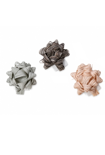 Mini Bows Strik Rond 65mm Raffia Trio Color Met Plakker 100stuks